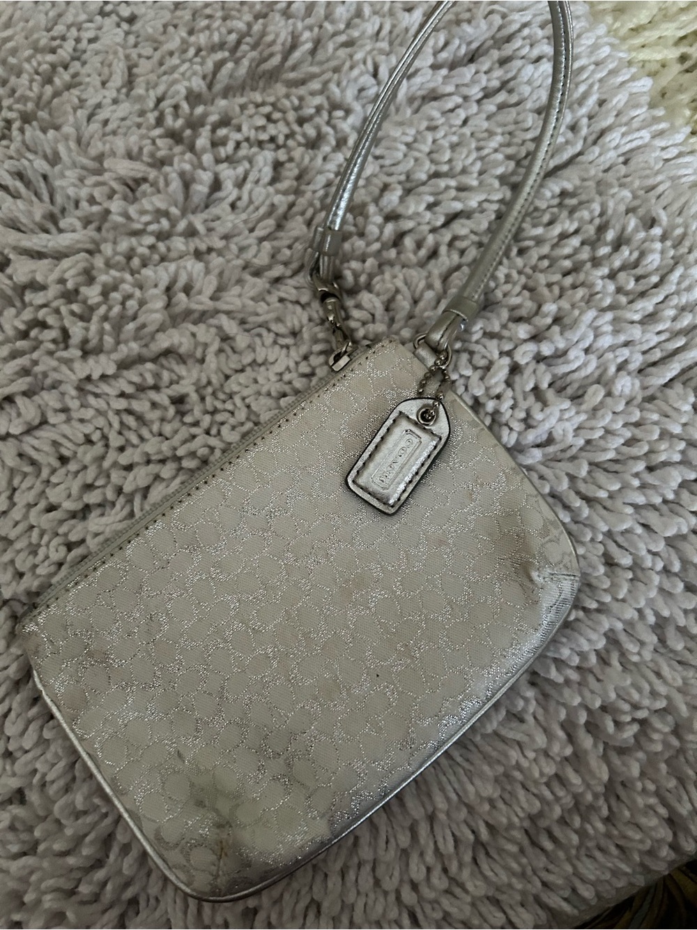 Metallic silver Wristlet Bag - Coach